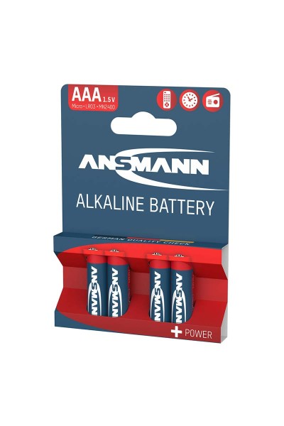 ANSMANN Pile AAA/LR3 x4 Alcaline 1,5V - Pack de 4 piles