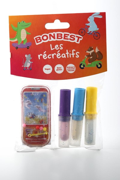 BONBEST Bonbons 3 sifflets ou rouge à lèvres dextrose avec 1 jouet