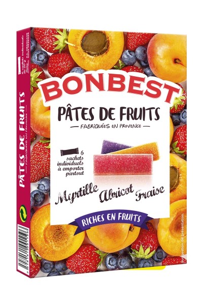 BONBEST Pâtes de Fruits fabriquées en Provence (étui de 6 barres)