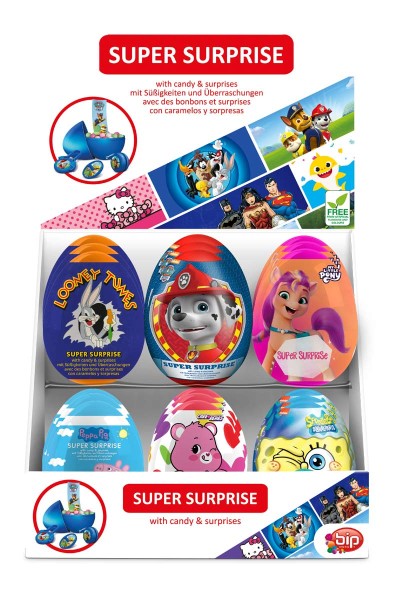 Oeuf Surprise avec bonbons jelly beans et autocollants