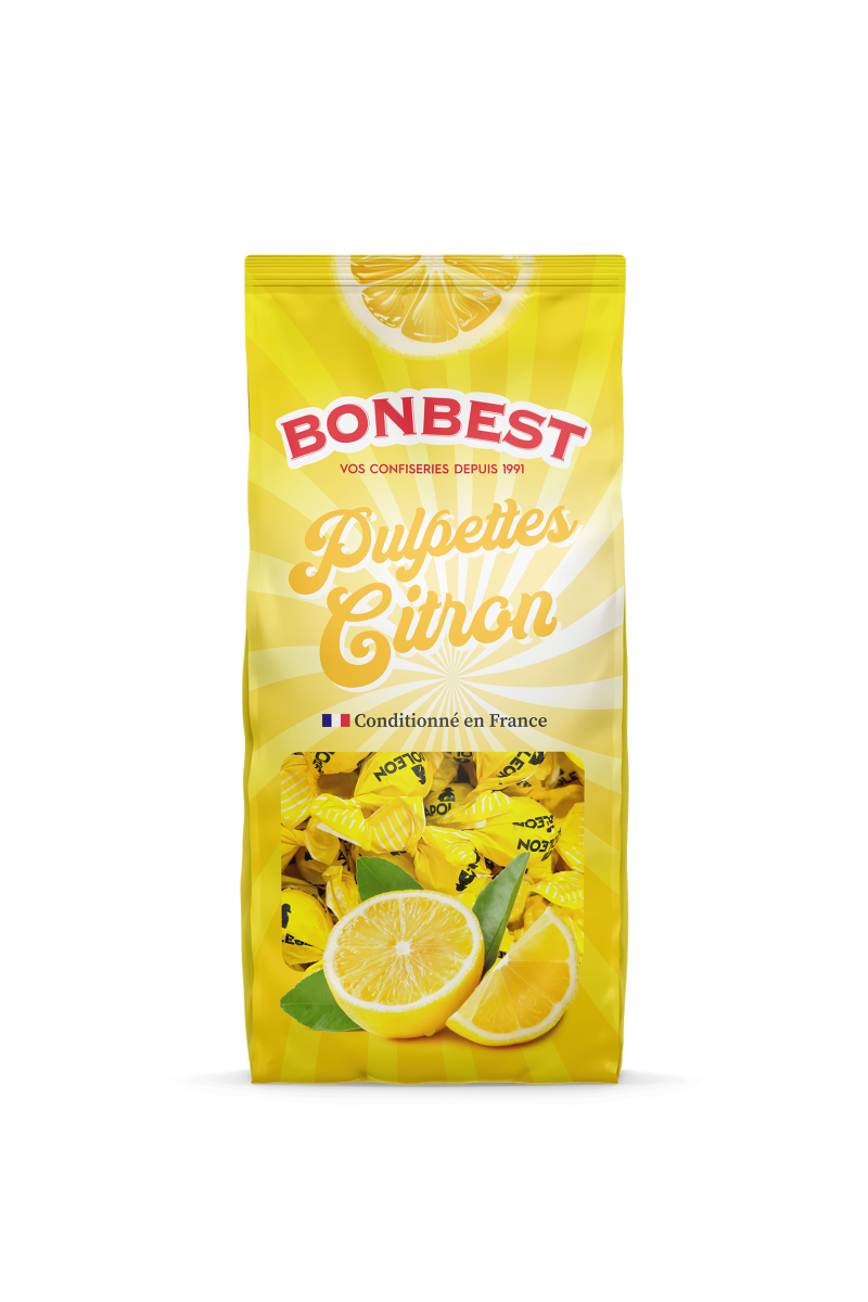 BONBEST Bonbons Pulpettes Citron au cœur en poudre acidulé