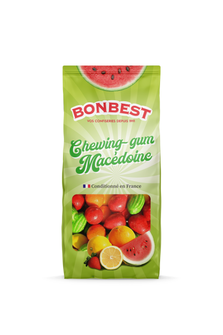 BONBEST Chewing-gum Macédoine (pastèque, citron, orange, fraise)