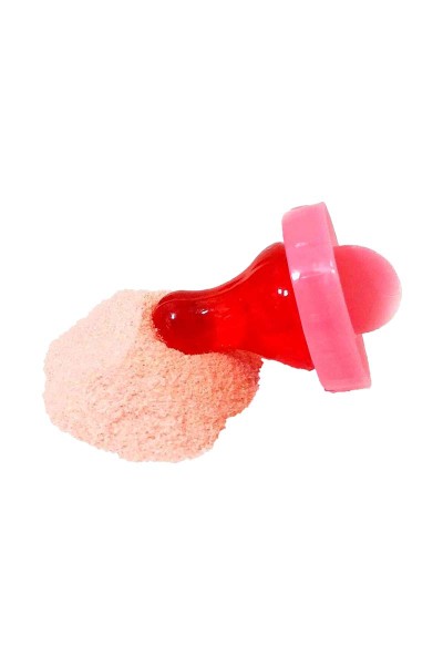 Biberon avec sucette goût fraise et poudre acidulée