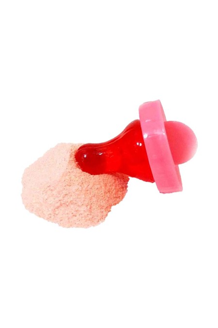 Biberon avec sucette goût fraise et poudre acidulée